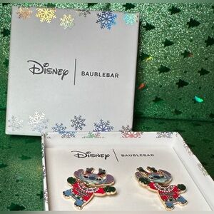 NWT BaubleBar X Disney Stitch Naughty List Sweater Reindeer Antlers earrings